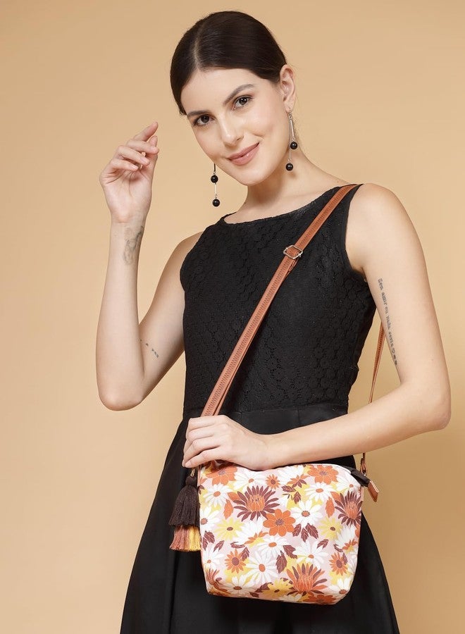 Anekaant Lush Dusty Pink & Multi Floral Printed Polycotton Sling Bag - Image 2
